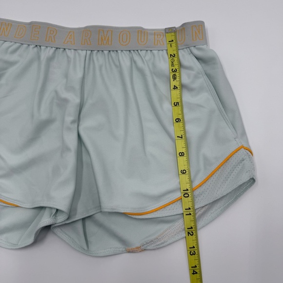 NWT Under Armour Womens Play Up Shorts 3.0 Mesh Loose Medium Mint Green Orange - Picture 9 of 9